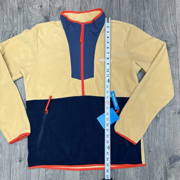 Columbia 1/2 Fleece Jacket Size Medium Mens Yellow Blue Sequoia Grove $60 - Picture 3 of 13